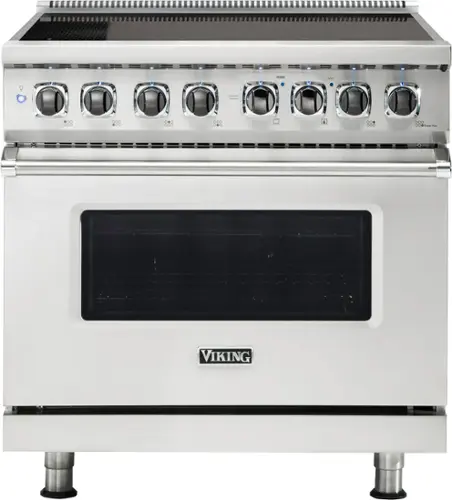 Front. Viking - 5 Series 5.6 Cu. Ft. Freestanding Electric Induction Range - Stainless.
