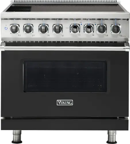 Front. Viking - 5 Series 5.6 Cu. Ft. Freestanding Electric Induction Range - Cast Black.
