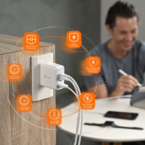 j5create 70W GaN USB-C 4-Port Charger - White SHOP ONLINE