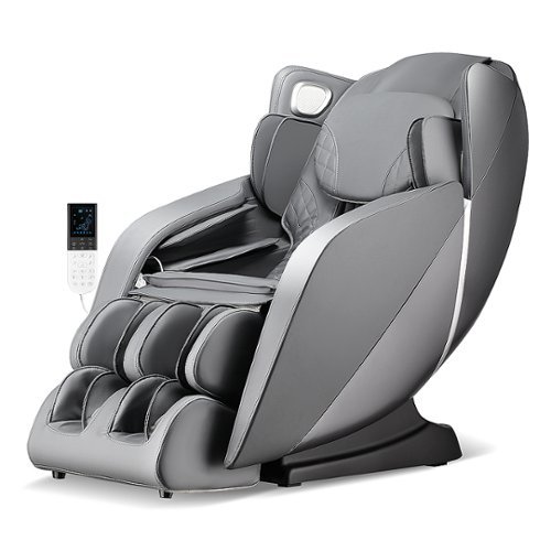 Costway - Comfort Full Body Massage Chair with Voice Control Heat Foot Roller - Gray-Front_Standard 