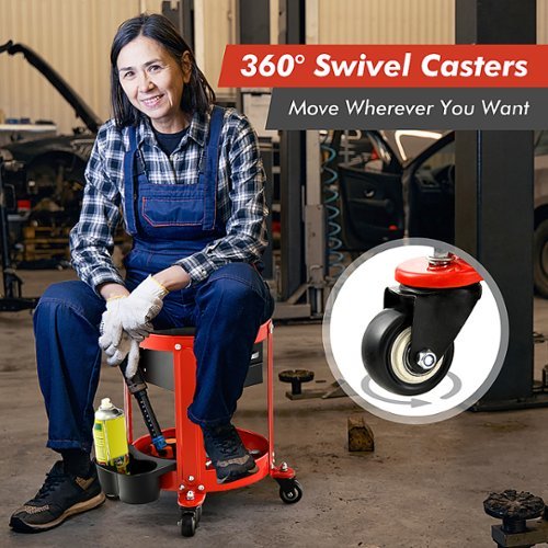 Costway Goplus Workshop Creeper Seat Rolling Mechanic Stool with2