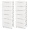 Costway - 2 PCS 7-Drawer Plastic Rolling Storage Cart with 4 Universal Wheels Dresser Cabinet - White-Front_Standard