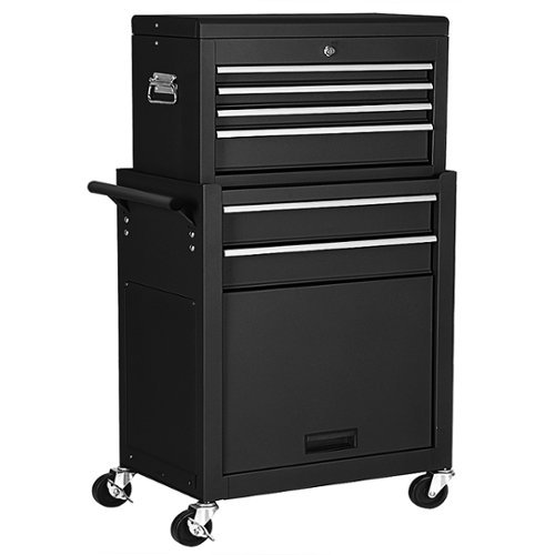 Costway 2 in 1 Rolling Cabinet Storage Chest Box Organizer w/ 6 Drawers - Black