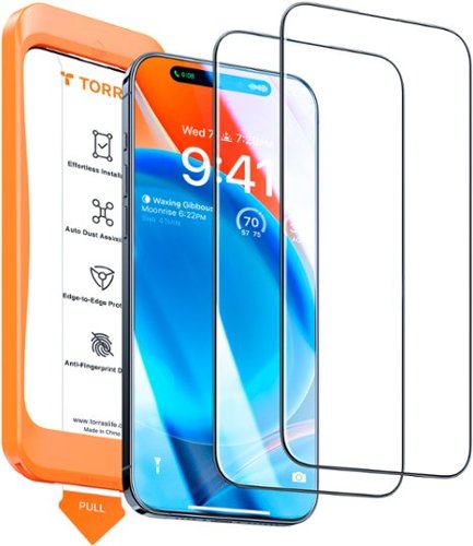 TORRAS - GlassGo Ultra Unbreakable Shatterproof Tempered Glass & Full Coverage Screen Protector for Apple iPhone15 2-Pack - Clear