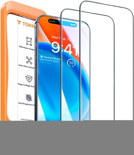 TORRAS - GlassGo Ultra Unbreakable Shatterproof Tempered Glass & Full Coverage Screen Protector for Apple iPhone15 Pro Max 2-Pack - Clear