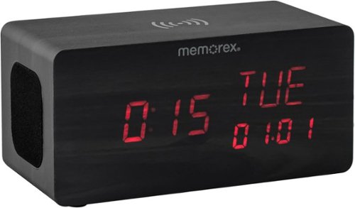 Memorex - CRBT250 Bluetooth Led Alarm Clock With Wireless Charger - Black-Front_Standard 