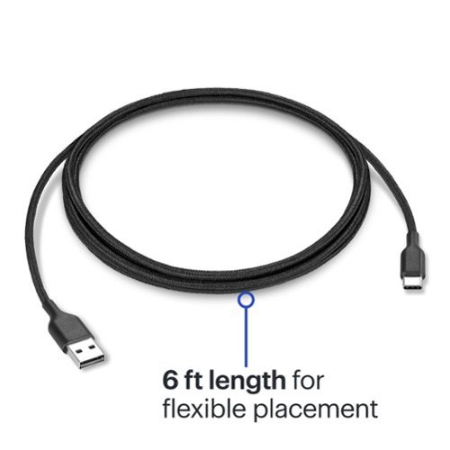 Best Buy essentials™ 6' USB-C to USB Braided Charge-and-Sync Cable - Black WHERE TO BUY