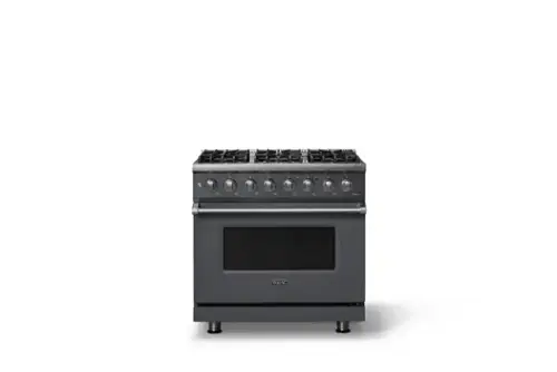 Front. Viking - 36 in. Wide 6 Burner Pro 5 Series 5.6 Cu. Ft. Freestanding Sealed LP Dual Fuel Convection Range - Cast Black - Cast Black.
