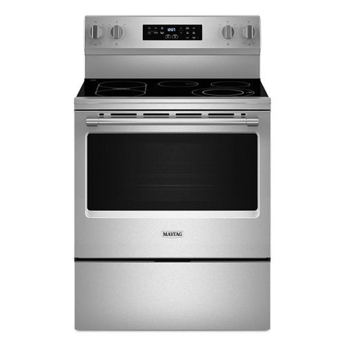 Maytag - 5.3 Cu. Ft. Freestanding Single Electric Range with No Preheat Dry and Air Baking - Stainless Steel