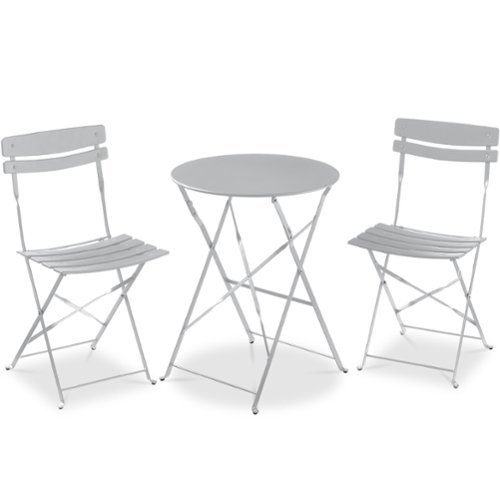 Best Choice Products - 3-Piece Small Bistro Set, Folding Patio Furniture Set of 2 Chairs and Table - Gray-Front_Standard 
