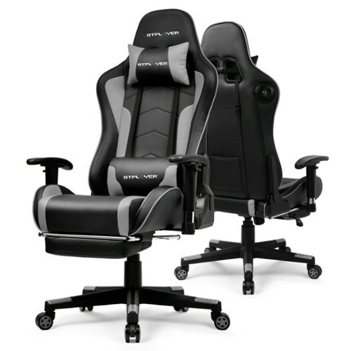 GTPlayer - Music Video Gaming Chair with Speaker Office Computer Chairs - Gray-Front_Standard 