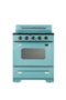 Unique Appliances - 30 in. Wide 5 Elements Classic Retro 3.9 Cu. Ft. Freestanding Electic Convection Range with Glass Top and Storage Drawer - Ocean Mist Turquoise-Front_Standard