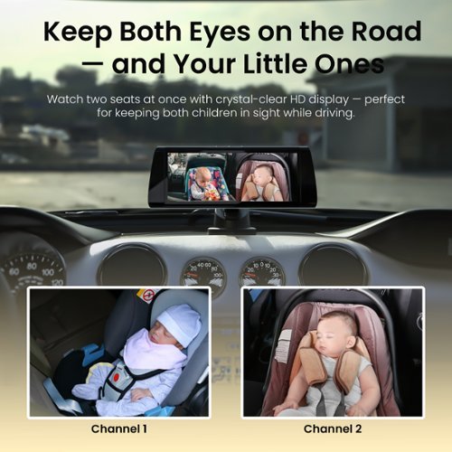 Rexing BC300 Dual Channel Baby Car Camera – 1080p HD, IR Night Vision & Split-Screen Display for Windows, MAC OS and iPhone - Black GLOBAL SHIPPING