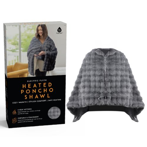 Pursonic - Electric Plush Heated Poncho Shawl-Front_Standard 