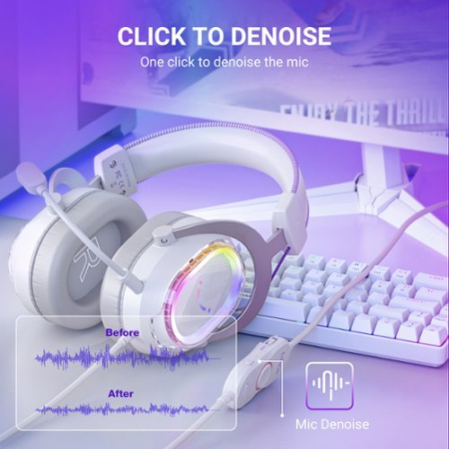 FIFINE USB Wired Gaming Headset: RGB, 7.1 Surround Sound, Detachable Mic, Over-Ear Soft Ear Pads for PC, Mac, PS5/PS4 - White SHOP ONLINE