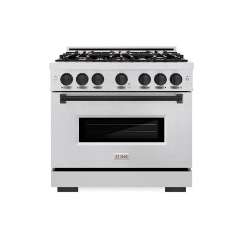 ZLINE - Autograph 36 in. Classic Dual Fuel Satin Steel Range w/ 6 Burners & Black Accents (CDRSZ-36-MB) - Stainless Steel-Front_Standard 