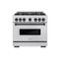 ZLINE - Autograph 36 in. Classic Dual Fuel Satin Steel Range w/ 6 Burners & Black Accents (CDRSZ-36-MB) - Stainless Steel-Front_Standard