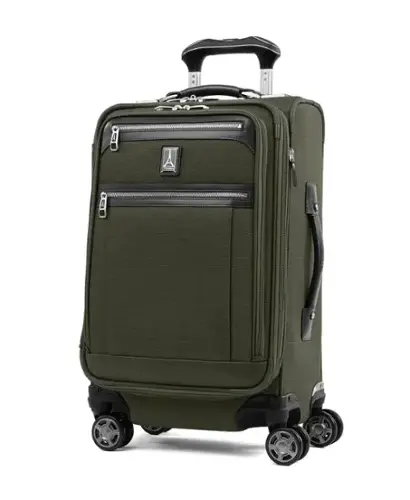 Front. Travelpro - Travelpro Platinum Elite Softside Expandable Checked Luggage, 8 Wheel Spinner Large Suitcase, TSA Lock, Men and Women - Pilot Green.