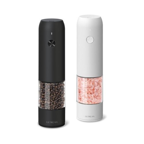 Ultrean - Pepper Grinder, Rechargeable Salt and Pepper Grinder with 6 Adjustable Coarseness, LED Light（ White） - Black-Front_Standard 