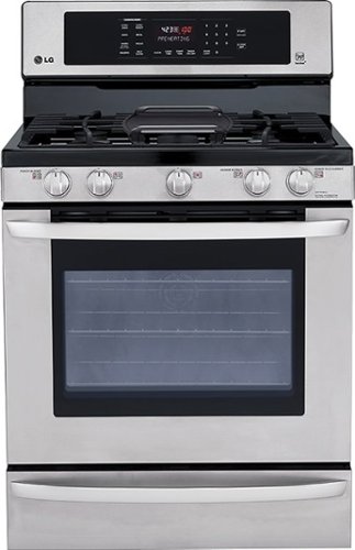  LG - 5.4 Cu. Ft. Freestanding Gas True Convection Range with EasyClean and Storage Drawer - Stainless Steel