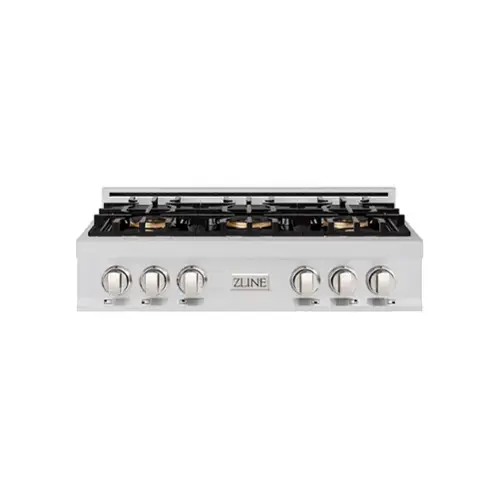 Front. ZLINE - ZLINE 36 in. Classic Gas Rangetop with 6 Burner DuoPro Cooktop (PCRT36) - Stainless Steel.