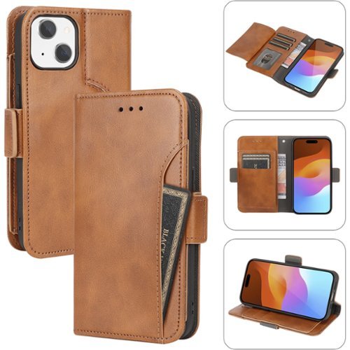 SaharaCase Genuine Leather Folio Wallet Case for Apple iPhone 15 Plus - Brown BUY IN EUROPE