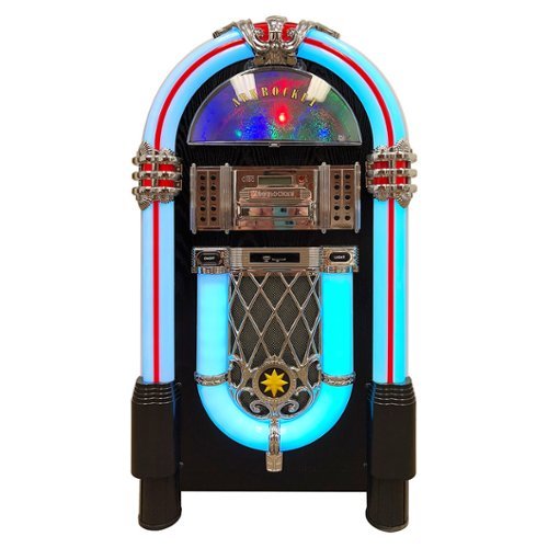 Arkrocket - Taurus II Mid-size Jukebox Vinyl Record Player Retro Turntable - Black-Front_Standard 