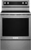 Front. KitchenAid - 6.4 Cu. Ft. Self-Cleaning Freestanding Electric Convection Range - Stainless Steel.