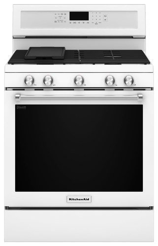 KitchenAid - 5.8 Cu. Ft. Self-Cleaning Freestanding Gas True Convection Range with Even-Heat - White