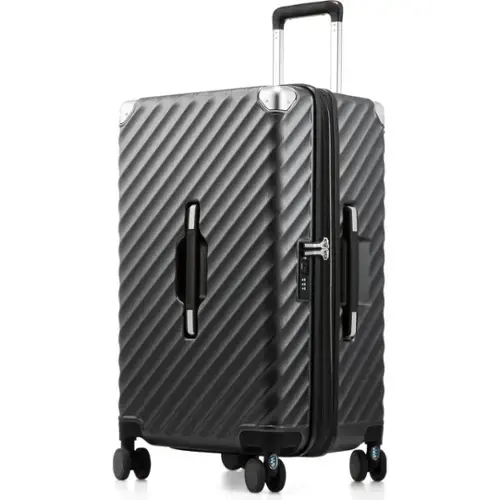 Front. LUGGEX - LUGGEX 24 Inch Trunk Luggage Expandable PC Hard Shell Large Checked Suitcase with Shock - Absorbing Wheels - LX-EX - Black.