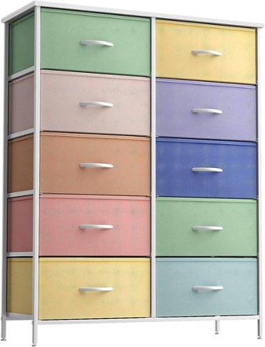 Sorbus - Dresser with 10 Drawers - Storage Unit Organizer Chest for Clothes - Bedroom, Room, Nursery, & Closet - Pastel Combo-Front_Standard 
