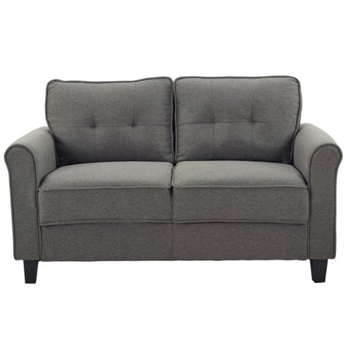 Lifestyle Solutions - Hamilton Loveseat with Upholstered Fabric Rolled Arms - Heather Gray-Front_Standard 