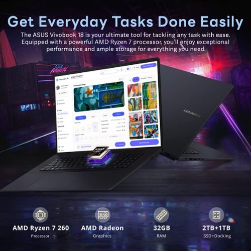 【ASUS】Vivobookビスポークブラック☘️Ryzen7☘️NVMe512 ASUS Upgraded Vivobook 18