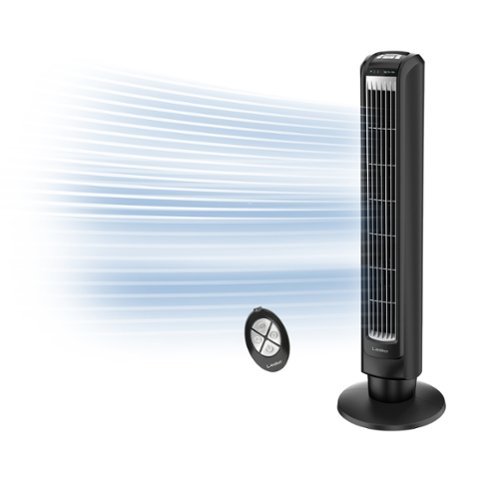 Lasko - Oscillating Tower Fan with Remote Control - Black/Silver-Front_Standard 