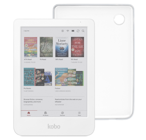 Kobo - Clara Colour eReader (White) with Bundle - 2025 - Clear Case-Front_Standard 