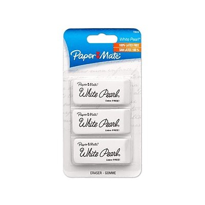 Paper Mate - Paper Mate® Pearl Latex-Free Plastic Eraser, 3/Pack (70624) - White-Front_Standard 