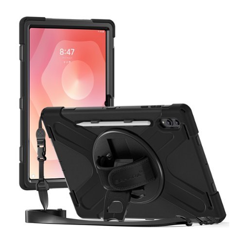 SaharaCase - Samsung Galaxy Tab S11 Ultra Heavy Duty Case | Hand Strap & Shoulder Strap | Anti-Shock Corners | Raider-X Series - Scorpion Black-Front_Standard 