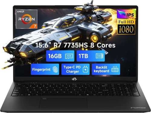 NIMO - 15.6" IPS FHD Gaming-Laptop, AMD 8 Cores Ryzen 7 7735HS 16GB DDR5 RAM 1TB SSD 4.75GHz - Black-Front_Standard 