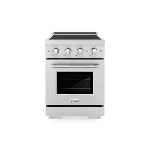 Front. ZLINE - 24 in. 3.2 cu. ft. Paramount Freestanding Induction Range with 3 Burners and Electric Oven in Satin Stainless Steel - Satin Stainless Steel.