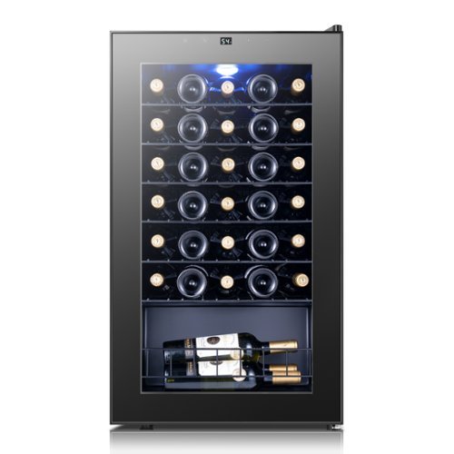 Yeego - Wine Refrigerator Cooler, 34 Bottle Small Wine Fridge, Mini Freestanding Wine Cellars for Home, Office - Black-Front_Standard 