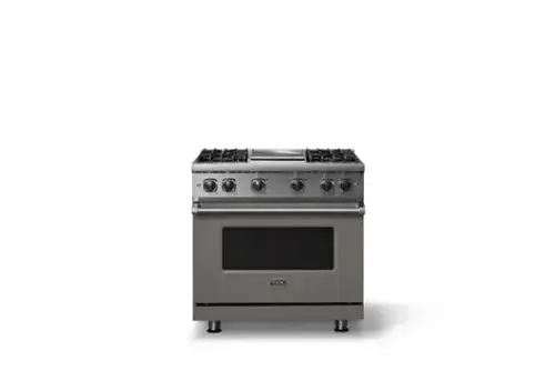 Front. Viking - 5.1 Cu. Ft. 36"W Freestanding Gas Sealed 4 Burner Range with Griddle - Damascus Gray.