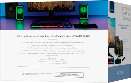 Insignia™ 2.1 Bluetooth Computer Speaker System with RGB Lighting and Remote Control (3-Piece) - Black BUY IN SAUDI ARABIA