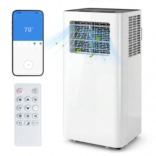 Costway - 14000 BTU Portable Air Conditioner with WiFi APP/Remote Control, Sleep Mode - White-Front_Standard 