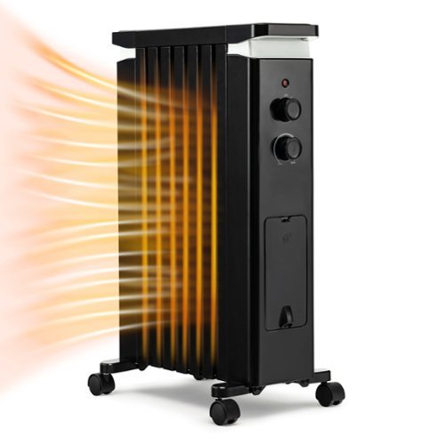Costway - 1500W Oil Filled Radiator Heater Electric Space Heater w/ Humidifier - Black-Front_Standard 