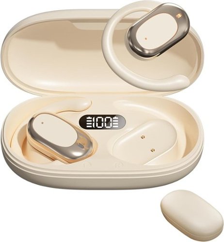 SKRAN - True Wireless Open-Ear Headphones - Bone Conduction,Noise Canceling,LED Display - for Gym,Office - Off-white-Front_Standard 