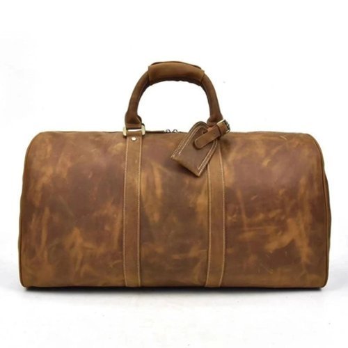Steel Horse Leather - The Bjarke Weekender | Handcrafted Leather Duffle Bag - Brown-Front_Standard 