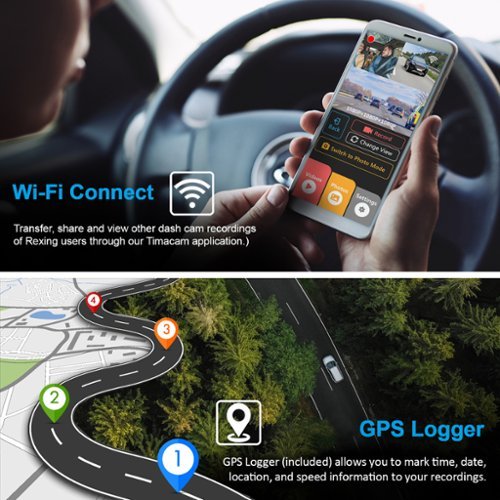 Rexing S1 PRO 1080p 3-Channel Wi-Fi Dash Cam with Built-in GPS and 64GB Internal Memory - Black SHOP ONLINE