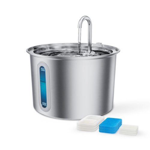 Oneisall - PWF001 2L 67oz Automatic Cat Water Fountain Dishwasher Safe with 3 Filters and Visual Window BPA Free - Stainless Steel-Front_Standard 