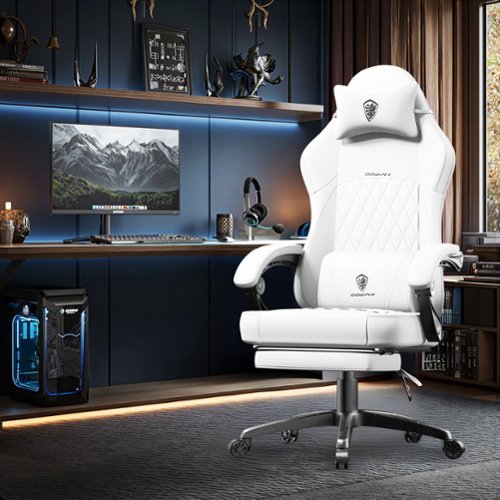 Dowinx - High Back Gaming Chair with Wide Seat Cushion, Reclining Office Chair 300LBS for Big and Tall Adults - White-Front_Standard 