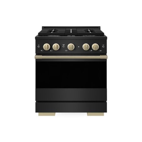 ZLINE - Autograph 30 in. 4.2 cu. ft. Marino Dual Fuel Freestanding Range with 4 Gas Burners in Black Steel with Bronze Accents - Black Stainless Steel